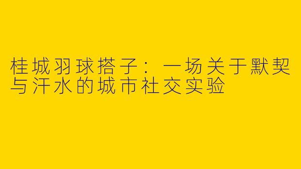 桂城羽球搭子：一场关于默契与汗水的城市社交实验
