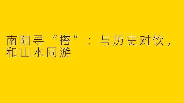 南阳寻“搭”：与历史对饮，和山水同游