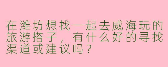 在潍坊想找一起去威海玩的旅游搭子，有什么好的寻找渠道或建议吗？