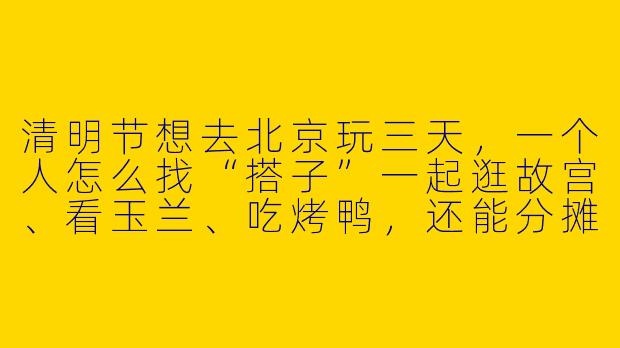 清明节想去北京玩三天，一个人怎么找“搭子”一起逛故宫、看玉兰、吃烤鸭，还能分摊房费？