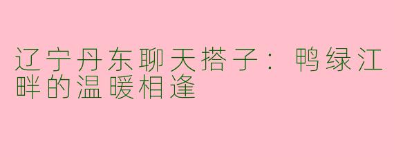 辽宁丹东聊天搭子:鸭绿江畔的温暖相逢