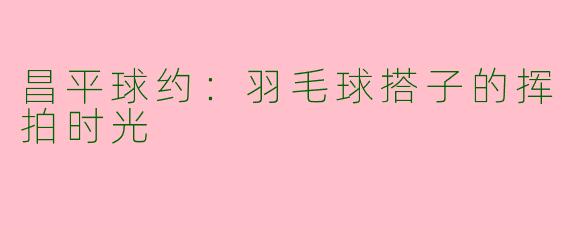 昌平球约:羽毛球搭子的挥拍时光