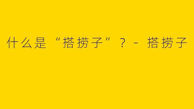 什么是“搭捞子”？-搭捞子