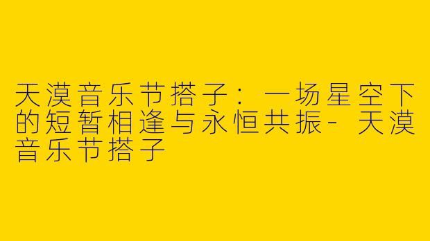 天漠音乐节搭子：一场星空下的短暂相逢与永恒共振-天漠音乐节搭子