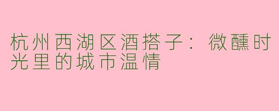 杭州西湖区酒搭子：微醺时光里的城市温情
