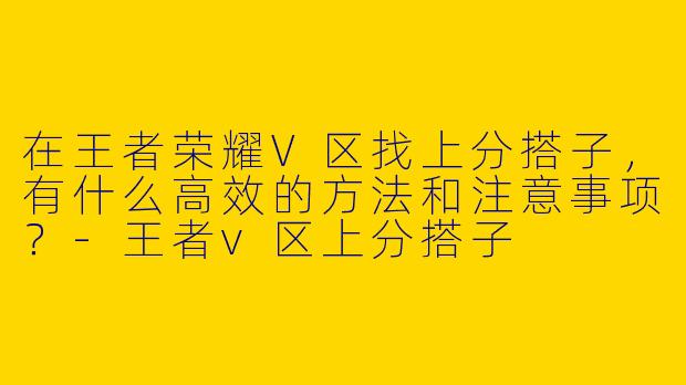 在王者荣耀V区找上分搭子,有什么高效的方法和注意事项?-王者v区上分搭子