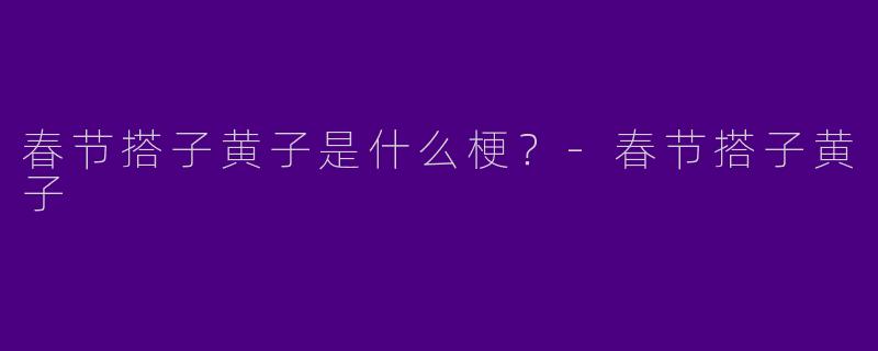 春节搭子黄子是什么梗？