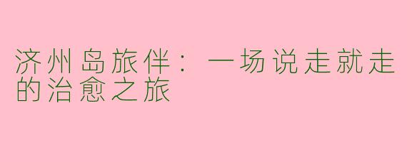 济州岛旅伴:一场说走就走的治愈之旅