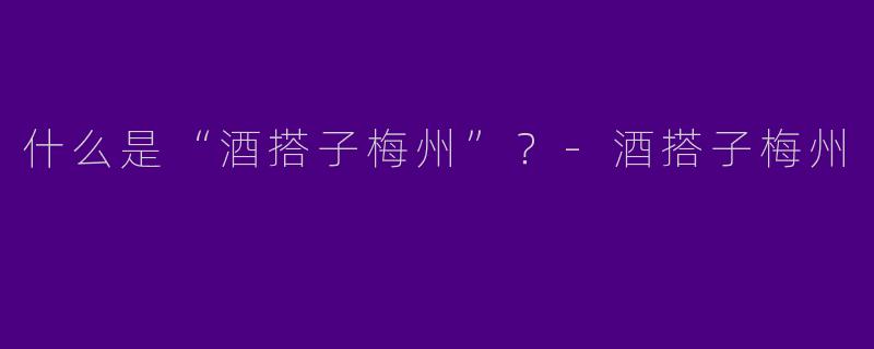 什么是“酒搭子梅州”？