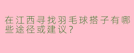 在江西寻找羽毛球搭子有哪些途径或建议？