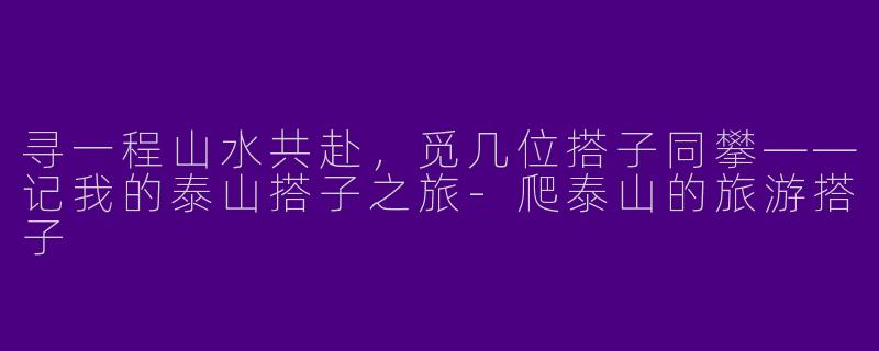 寻一程山水共赴，觅几位搭子同攀——记我的泰山搭子之旅-爬泰山的旅游搭子