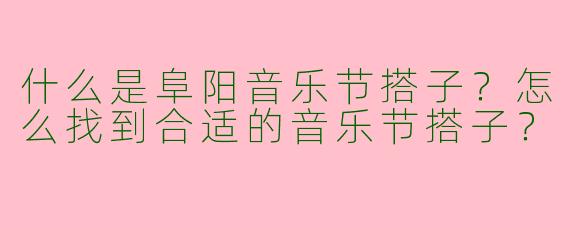 什么是阜阳音乐节搭子？怎么找到合适的音乐节搭子？