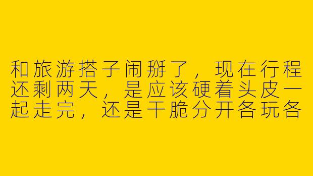 和旅游搭子闹掰了,现在行程还剩两天,是应该硬着头皮一起走完,还是干脆分开各玩各的?-跟旅游搭子闹掰