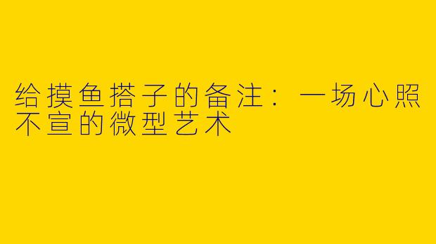 给摸鱼搭子的备注：一场心照不宣的微型艺术