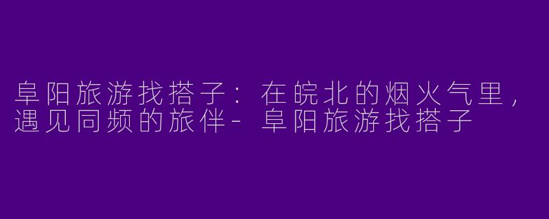 阜阳旅游找搭子：在皖北的烟火气里，遇见同频的旅伴