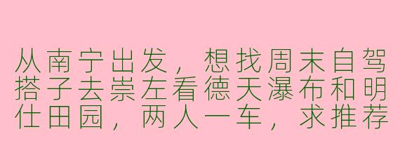 从南宁出发，想找周末自驾搭子去崇左看德天瀑布和明仕田园，两人一车，求推荐靠谱的组队方式或注意事项？