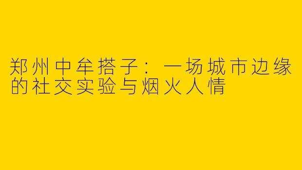 郑州中牟搭子：一场城市边缘的社交实验与烟火人情