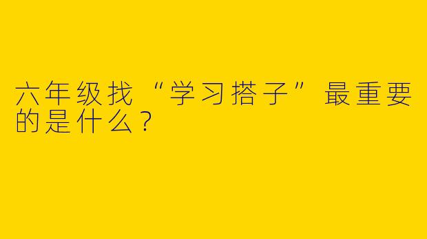 六年级找“学习搭子”最重要的是什么?