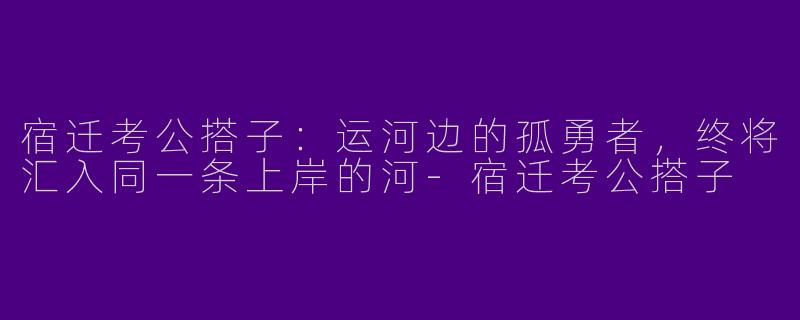 宿迁考公搭子：运河边的孤勇者，终将汇入同一条上岸的河-宿迁考公搭子
