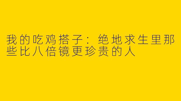 我的吃鸡搭子:绝地求生里那些比八倍镜更珍贵的人