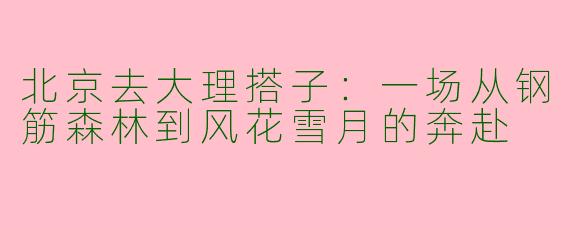 北京去大理搭子：一场从钢筋森林到风花雪月的奔赴