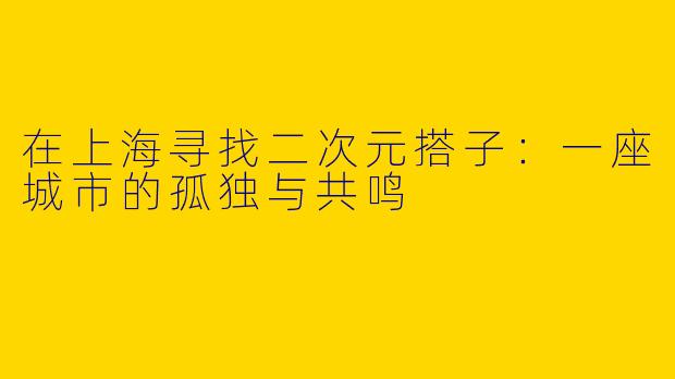 在上海寻找二次元搭子：一座城市的孤独与共鸣