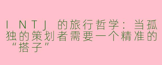 INTJ的旅行哲学：当孤独的策划者需要一个精准的“搭子”