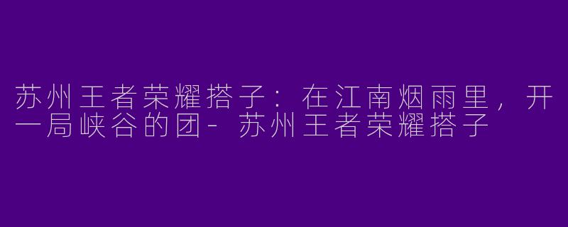 苏州王者荣耀搭子:在江南烟雨里,开一局峡谷的团-苏州王者荣耀搭子