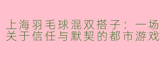 上海羽毛球混双搭子：一场关于信任与默契的都市游戏
