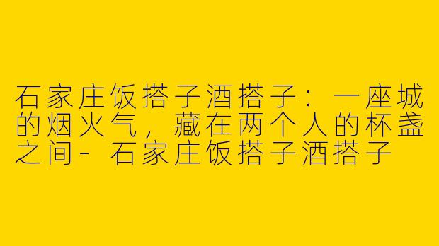 石家庄饭搭子酒搭子：一座城的烟火气，藏在两个人的杯盏之间
