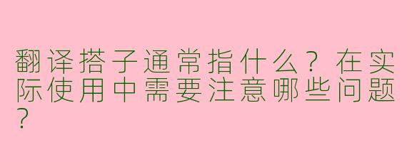 翻译搭子通常指什么？在实际使用中需要注意哪些问题？