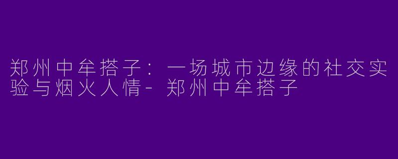 郑州中牟搭子：一场城市边缘的社交实验与烟火人情-郑州中牟搭子