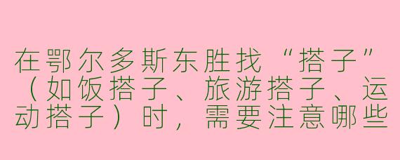在鄂尔多斯东胜找“搭子”（如饭搭子、旅游搭子、运动搭子）时，需要注意哪些安全事项？