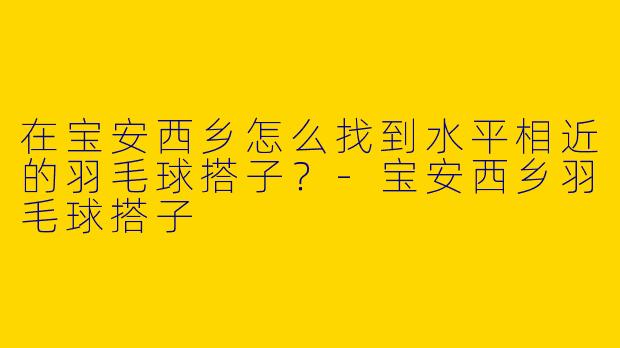 在宝安西乡怎么找到水平相近的羽毛球搭子?-宝安西乡羽毛球搭子