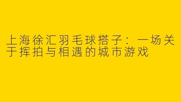 上海徐汇羽毛球搭子：一场关于挥拍与相遇的城市游戏