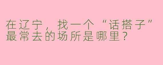 在辽宁，找一个“话搭子”最常去的场所是哪里？