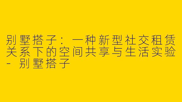 别墅搭子：一种新型社交租赁关系下的空间共享与生活实验