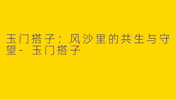玉门搭子：风沙里的共生与守望-玉门搭子