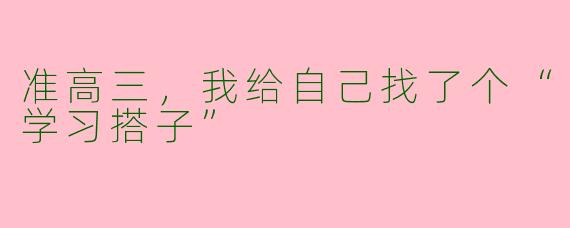 准高三,我给自己找了个“学习搭子”
