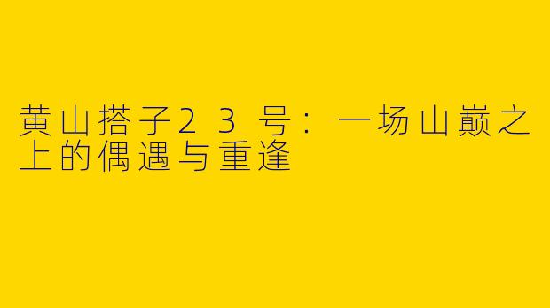 黄山搭子23号:一场山巅之上的偶遇与重逢