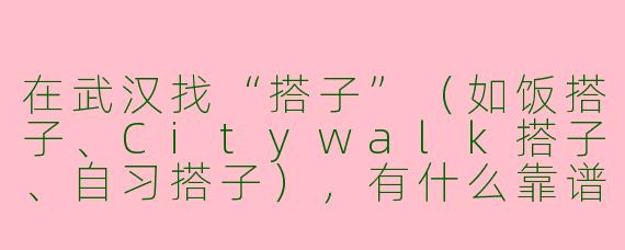 在武汉找“搭子”（如饭搭子、Citywalk搭子、自习搭子），有什么靠谱的渠道或避坑建议吗？