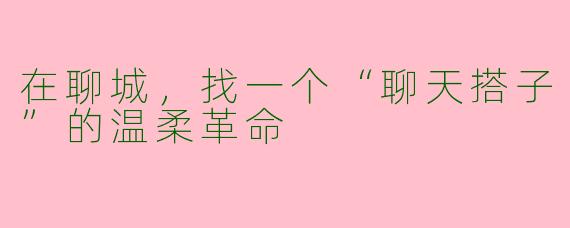 在聊城,找一个“聊天搭子”的温柔革命
