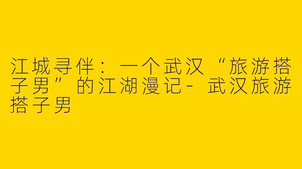江城寻伴:一个武汉“旅游搭子男”的江湖漫记-武汉旅游搭子男