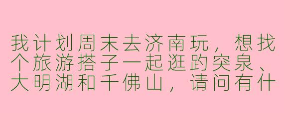 我计划周末去济南玩，想找个旅游搭子一起逛趵突泉、大明湖和千佛山，请问有什么需要注意或推荐的方式吗？