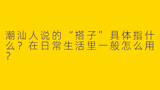 潮汕人说的“搭子”具体指什么?在日常生活里一般怎么用?