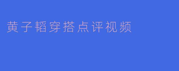 黄子韬穿搭点评视频