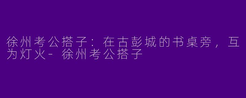 徐州考公搭子：在古彭城的书桌旁，互为灯火-徐州考公搭子