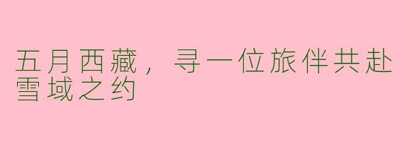 五月西藏，寻一位旅伴共赴雪域之约