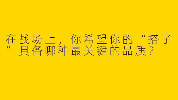 在战场上，你希望你的“搭子”具备哪种最关键的品质？