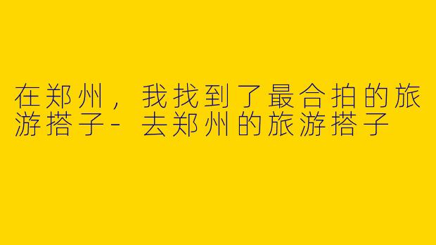 在郑州，我找到了最合拍的旅游搭子-去郑州的旅游搭子